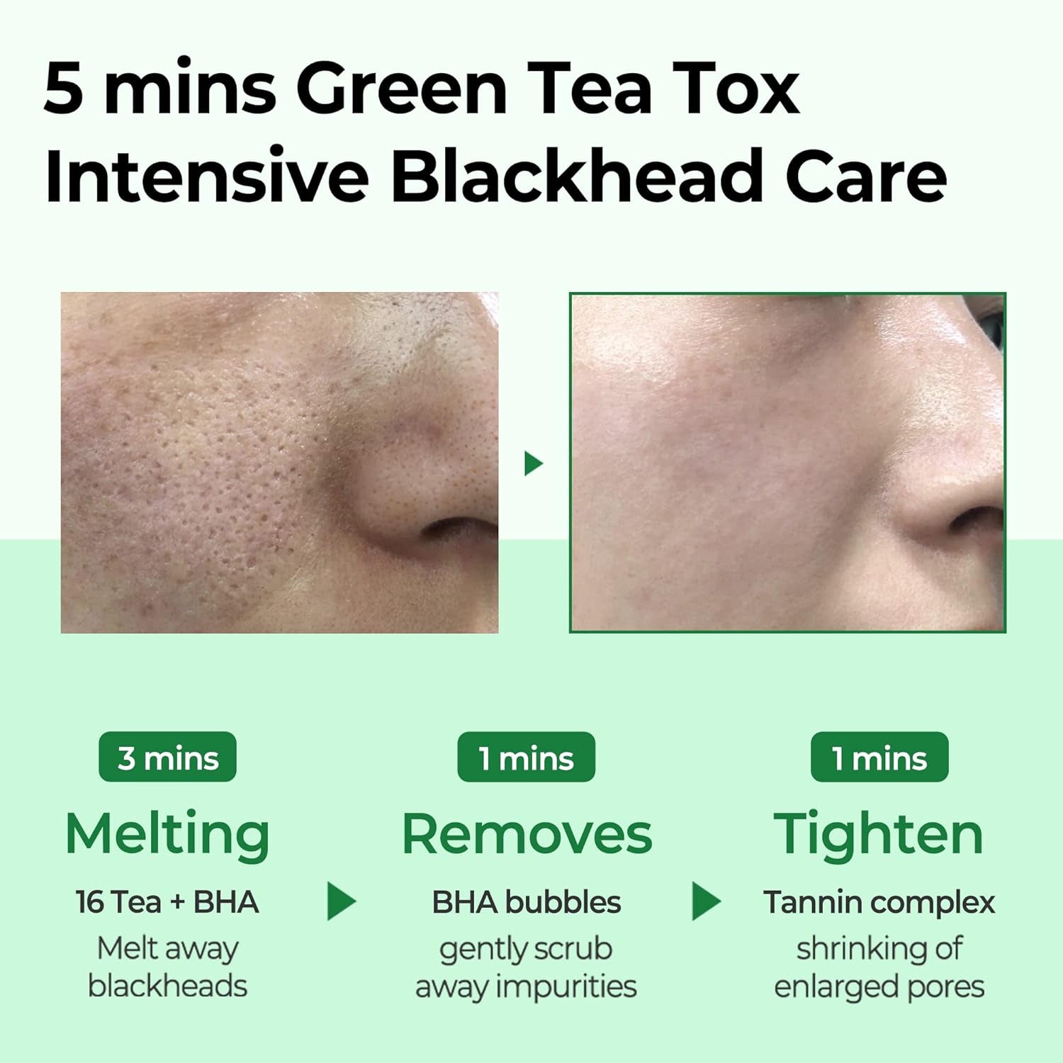 Bye Bye Blackhead 30 Days Miracle Green Tea Tox Bubble Cleanser - 4.23 Oz, 120G - Korean Face Wash for Removing Blackhead - Daily Pore Minimizer for Face Skin Texture - Korean Skin Care